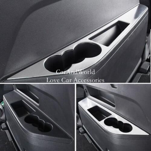 Rear Row Water Cup Armrest Panel Cover Storage Box Trims For Volkswagen VW Teramont Atlas 2017-2019 Stainless Car Accessories