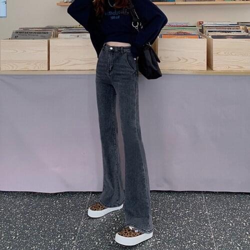 2021 New Womens Jeans Cotton Streetwear Vintage High Waist Wide Leg Jeans Pants Fashion Girl Student Flare Denim Long Trouser