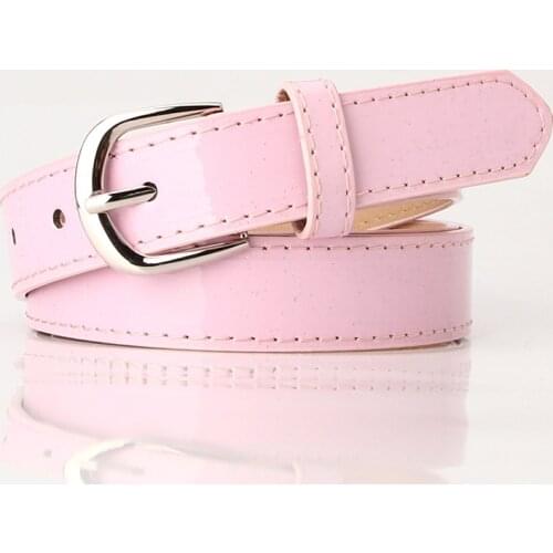 Women Faux Leather Belts Candy Color Thin Skinny Waistband Belt Simple Pink Solid Color Fashion Belt Female PY61