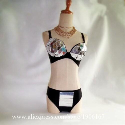 Gold Silver Color mirror Sexy Lady Nightclub Party Dress Bar Stage Performance DS Dancewear Novely Clothing Birthday Gift