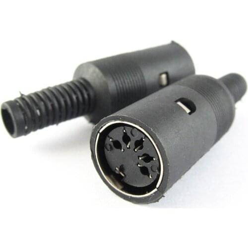 1pc Female 3 Pin DIN Jack Female Connector Black ABS Plastic Handle
