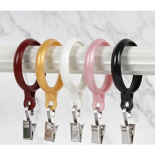 10Pcs Curtain Hanging Rings Shower Bath Rod Clip Hook Up Window Plastic Loop Buckle Mute Decorative Accessories Home Supplies