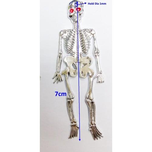 100 pc 7cm Sliver Skeleton Pendant skull Halloween Joke Favour Pinata Bag Filler Party Favors Gift Novelty Birthday Prize carniv