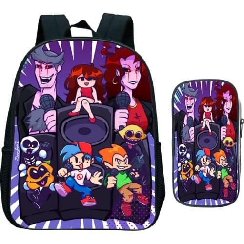 2pcs/Set Friday Night Funkin Children Backpack Kindergarten Bags Kids Cartoon Bookbags Primary School Backpacks Toddler Knapsack