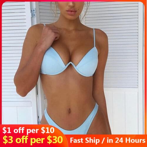 2pcs Sexy Women Summer Swimwear Bikini Set Bra Tie Side G-String Thong Beach Triangle Suit Swimsuit Bathing Suit Swimming Suit