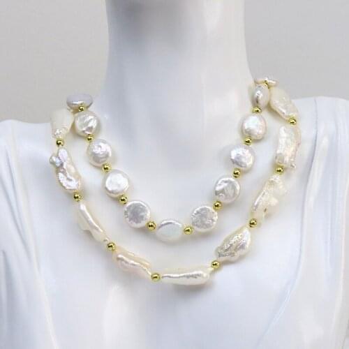 3 Pcs Freshwater pearls Strand Necklace Natural Pearls necklace White Pearl Jewelry Necklace 90035