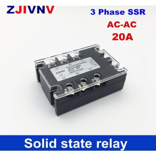 AC-AC 20A 80-250VAC control 480VAC 3 Phase Solid State Relays AC three phase SSR 20Amp ZG33-320A