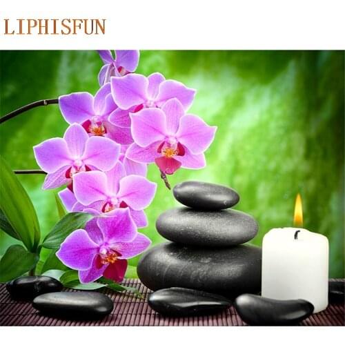 Diamond Painting Cross Stitch Full Square Round Rhinestones 5D DIY Embroidery Stones Flower Candle New Year Gift