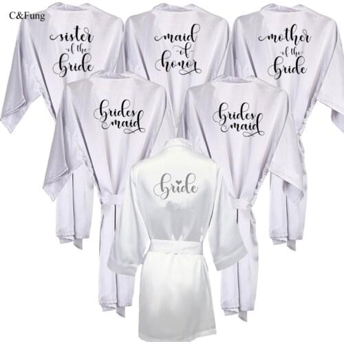Silver bride robe satin bridal getting ready wedding gift team bride bridesmaid sister in law mother bride groom kimono robes