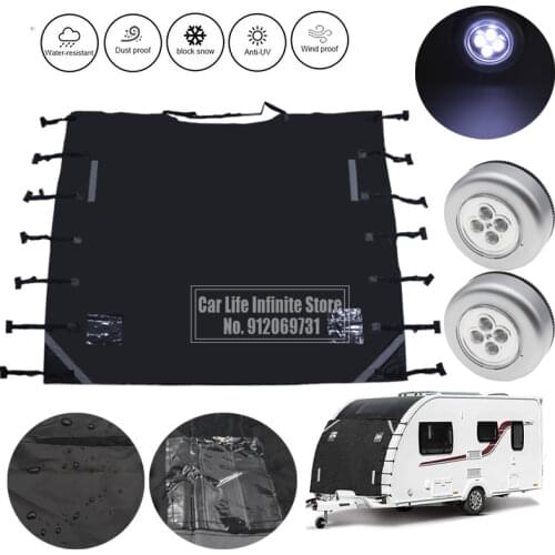 Car Accessories 220x175cm Front Towing Cover Protector Dustproof Reflective Strip Camper Trailer Caravan Waterproof Cover