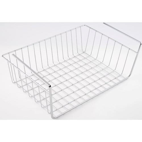 White/Silver Lightweight and Durable Design Suoerior Kitchen Under Shelf Storage Basket Lightweight Metal Organiser Rack