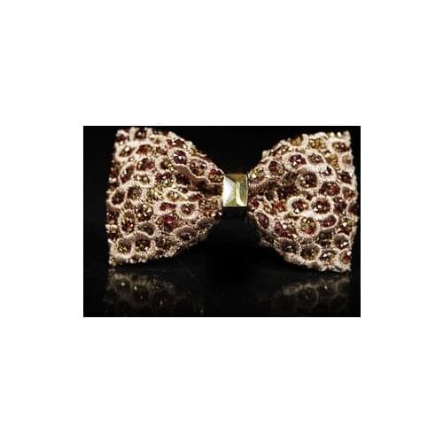 Free Shipping New Male Mens bow tie red gold rhinestone leopard print retro British luxury groom best man bow tie wedding