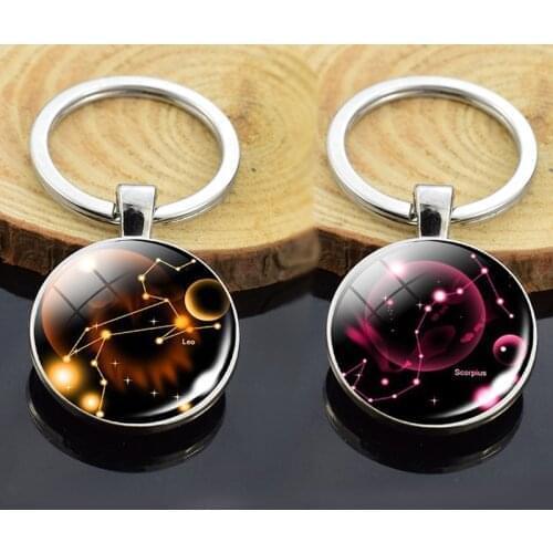 12 Constellation Crystal Ball Keychain Constellation Keychain Moonlight Pisces Sagittarius Aquarius Leo Birthday Gift