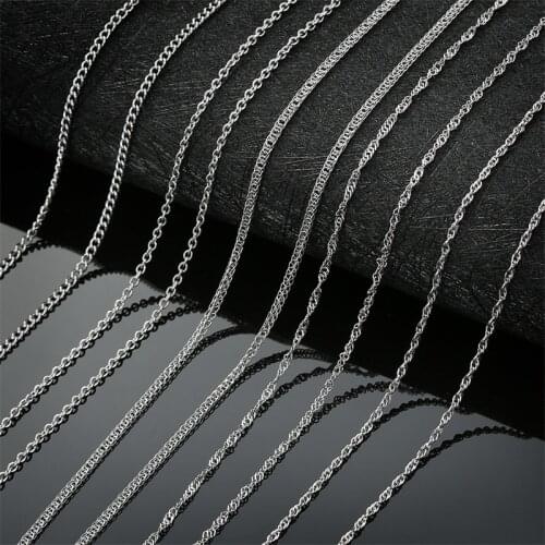 AZIZ BEKKAOUI Stainless Steel Basic Chains Men Necklace Round Water-wave Chain Round Link Chain Necklace Unisex Men Jewelry