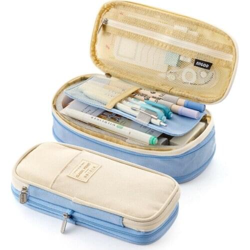 School Pencil Case Large Capacity Breathable Stationery Zipper Pocket Storage Multilayer Storage Pocket for School Supplies