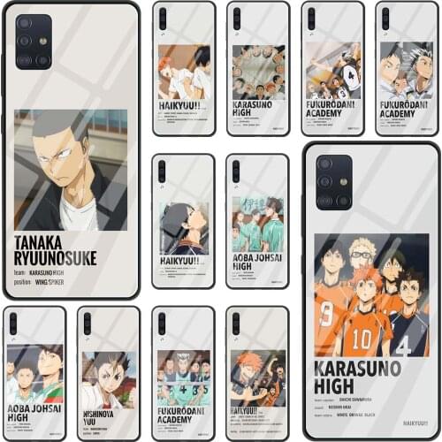Phone Case for Samsung Galaxy A51 A71 A50 A21s A31 A70 A10 A41 A30 A40 A11 A91 Glass Cover Anime Haikyuu Love Volleyball