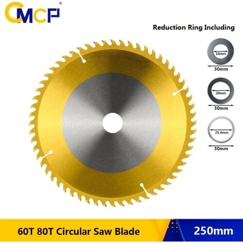 CMCP 250mm Circular Saw Blade 60T 80T TCT Saw Blade For Wood Plastic Acrylic TiN Coating Wood Cutting Disc Power Tools