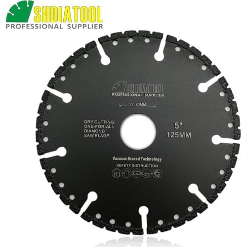 SHDIATOOL Dia 5"/125mm Vacuum Brazed Diamond Cutting Disc Multi Purpose Rescue Diamond Saw Blade Demolition Cutting Iron Steel