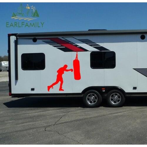EARLFAMILY 58cm x 44.9cm 2x Boxing Bag Boxer Gloves Graphic(one For Each Side)Car Sticker for Truck Door Side Sports Vinyl Decal