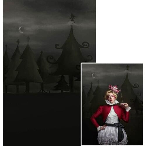 Mehofond Retro Backdrops For Photography Night Forest Pine Gray Sky Moon Children Portrait Vintage Background Photo Studio Props