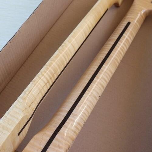 Flame maple electric guitar neck TL neck Canada flame maple wood high gloss finish 21 frets brown color tele neck