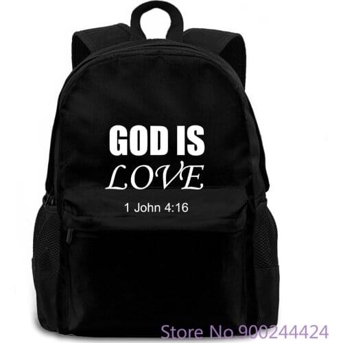 God is Love Bible Verse Christian Jesus Conservative Church hort women men backpack laptop travel school adult