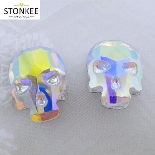 Hot fix stone SKULL Shaped Rhinestone CRYSTAL&AB COLOR