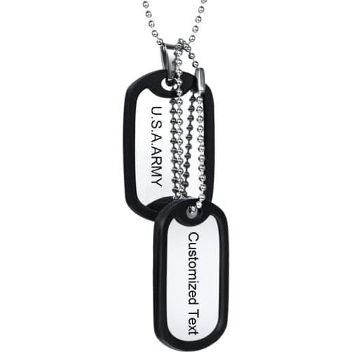 Customized ID Double Dog Tag Pendant Necklaces for Men Army Military Soldier Silencer Circle Personalized Jewelry