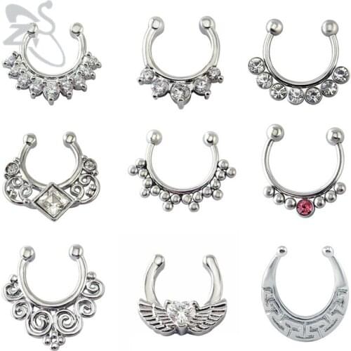 Indian nose ring fake septum piercing fake nose ring clip on fake nose piercing ear septum Steel fake piercing septo indiano
