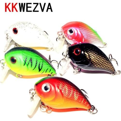 KKWEZVA 5pcs 4.5cm/7.2g Fishing Lures Crank Baits Mini Crankbait Artificial Lure Bait with Feather Lifelike Fake Lure Wobbler