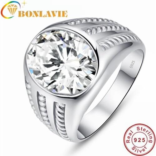 BONLAVIE Double Turtle Stone Rope Texture 925 Silver Male Ring for Men Wedding and Engagement