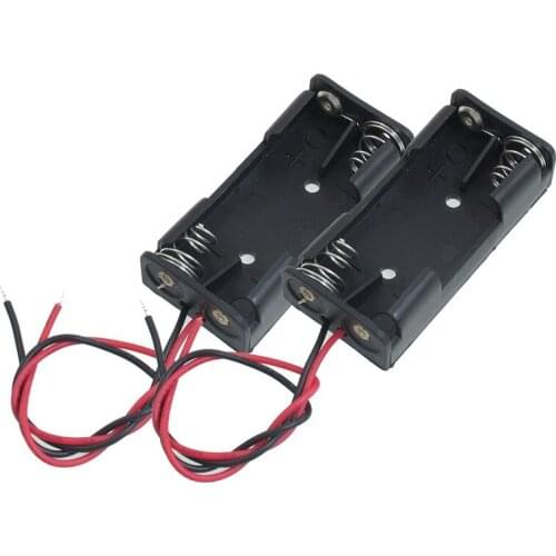 2 Pieces 2 Pin Black Plastic 2 x 1.5V AAA Battery Cell Case Holder