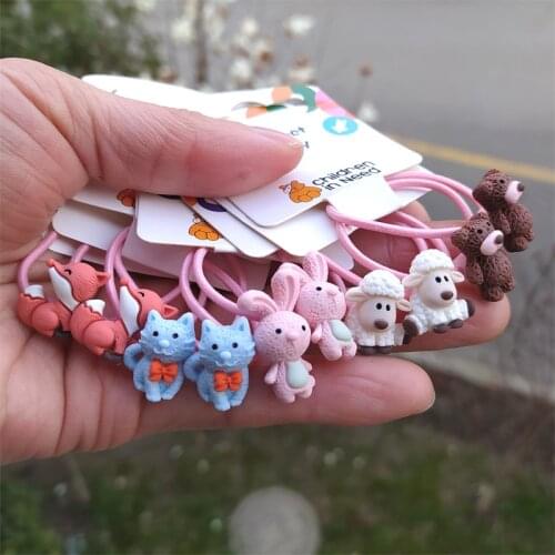 2PCS New Cute Sheep Cat Princess Headwear Kids Cartoon Elastic Hair Bands Children Ropes Girls Accessories Baby Headdress