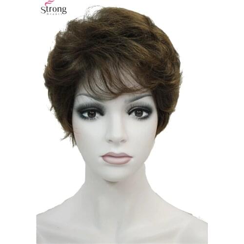 Short Layered Fluffy Brown Full Synthetic Wig for Womens Wigs