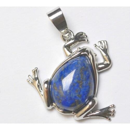 Lapis Stone Bead Pendant Frog Animal Jewelry For Woman Gift Fashion S3089