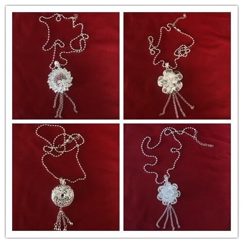 LosoDo ethnic style jewelry new style Bohemian retro Miao silver Necklace for women Hollow out flowers Necklace fashion jewelry