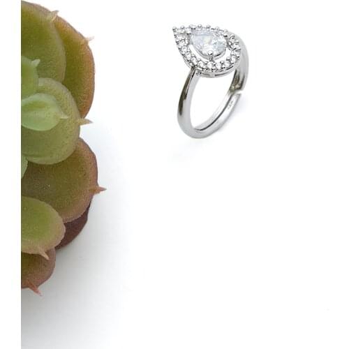 Marjin For Women Rings Water Drop Model Wedding Diamond Rings Silver Colored Jewelry Gift Girl Birthday Party Gift 2021