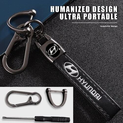Metal Key Ring Car KeyChain With Auto Logo Steel Buckle Anti-Lost Accessories For Hyundai Tucson IX35 I30 I20 Kona Coupe Sonata