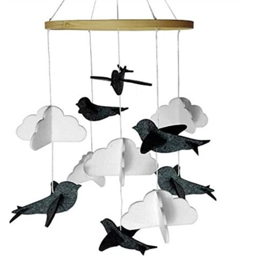 Crib Mobile Felt Wind Chime Birds CloudsBaby Baby Ceiling Hanging Nursery Decor Baby Bed Mobile Toys For 0-12 Month Newborn