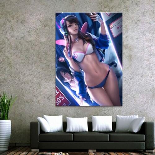 Home Decor Modular Canvas Picture 1 Piece Sexy D.Va Overwatch Game Painting Poster Wall For Home Canvas Painting Wholesale