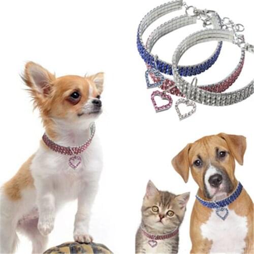 New Heart Shaped Pet Necklace Dog Chain Cat Crystal Love Necklace Pet Supplies Pet Jewelry Wholesale