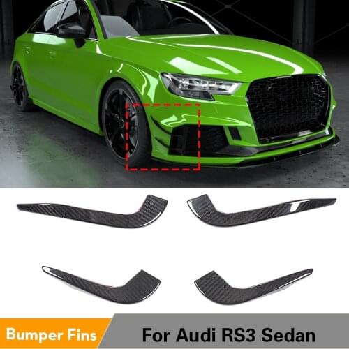 Car Front Bumper Fins Splitters Canards For Audi RS3 Sedan 2017 2018 2019 Front Bumper Splitters Air Vents Fins Carbon Fiber