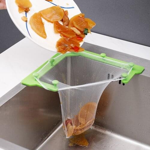 Hanging Net Filter Bag Multi-Purpose Triangle Drainage Rack Sink Leftovers Filter Anti-blocking Funnel Household Kitchen Tool
