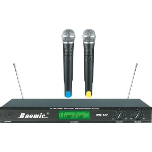 UHF Dual Fixed Frequency Microphone System Professional Baomic BM-928 Hands holding wireless microphone