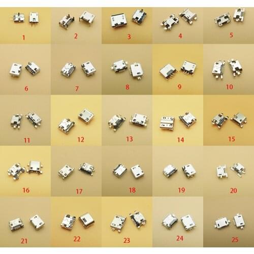 50models Mini Micro USB connector jack Charging port socket power v8 plug For Samsung Lenovo Sony HUAWEI mobile phone tablet