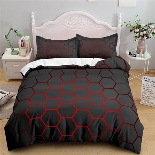 Luxury 3D Geometry Print 2/3Pcs Kids Bedding Set Comfortable Duvet Cover Pillowcase Home Textile Queen and King EU/US/AU Size