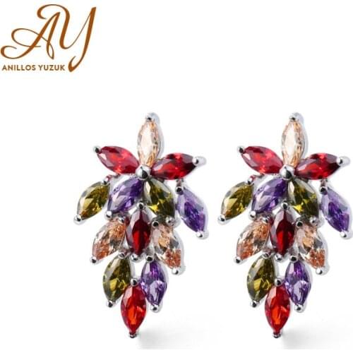 Anillos Yuzuk Womens Stand Earrings 925 Sterling Silver Jewelry Earrings With Colorful Topaz Wedding Anniversary Gift