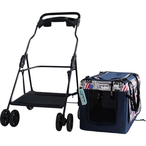 Folding Dog/Cat Carrier Cart Pet Travelling Buggy Stroller Bag Pet Carriage House Outdoor Dog Walking/Shopping Kennel Pram 20KG