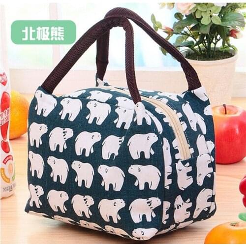 Animals Pattern Fashion Lunch Bag Portable Insulated Canvas Lunch Bag Thermal Food Picnic Lunch Bags For Women Kids 20*14.5*16cm