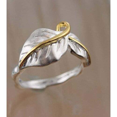 Vintage Hip Hop Metal Big Engagement Ring Trendy Male Female Leaf Open Ring Dainty Gold Silver Color Wedding Rings For Women Men